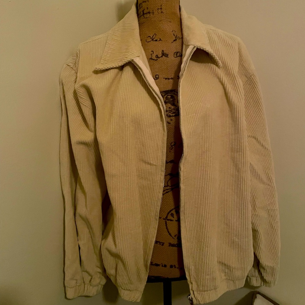 Corduroy Loose Fit Zip-Up Jacket- Large
